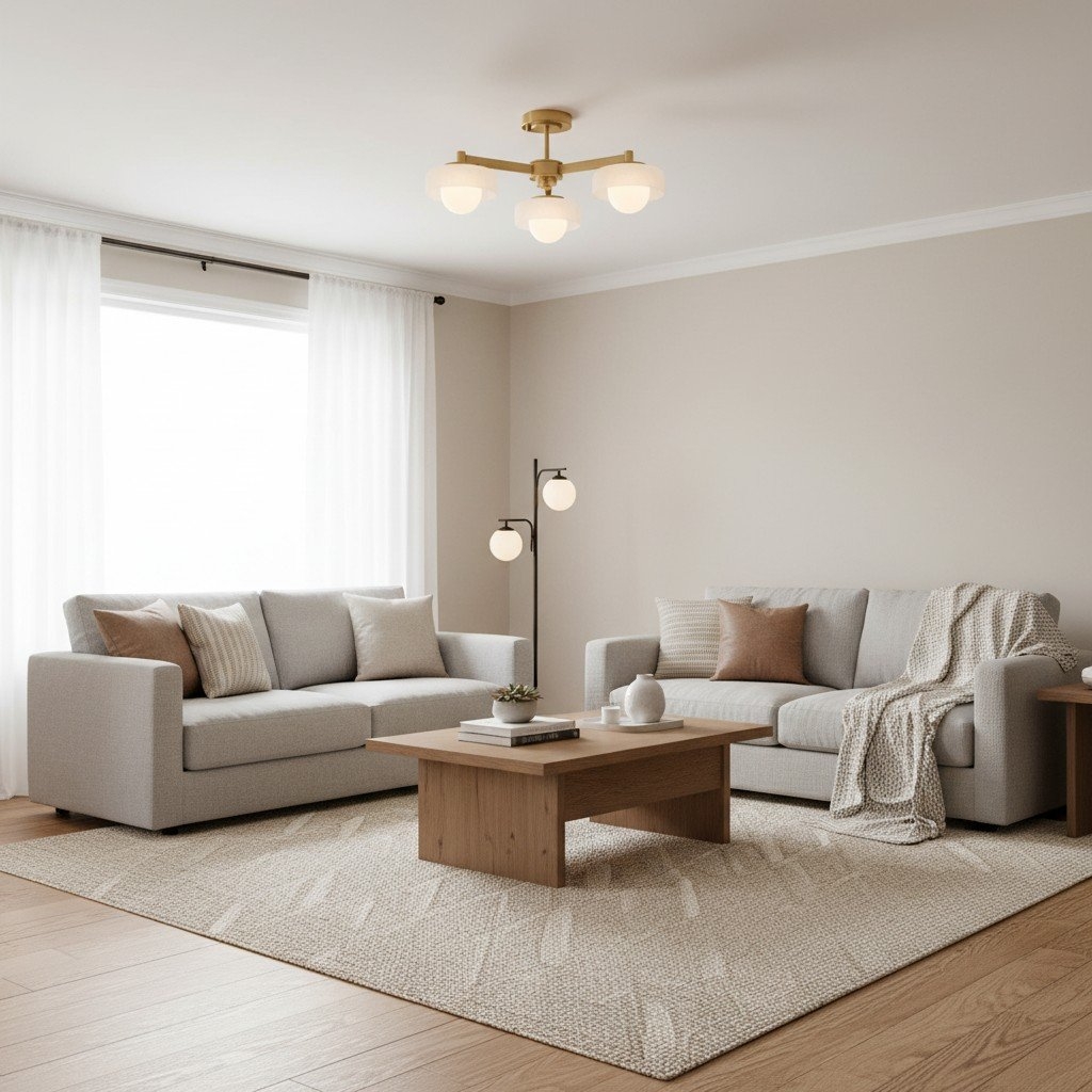 Zirvos Pendant with Frosted Opal Globes and Brushed Brass Frame for Living and Dining T937