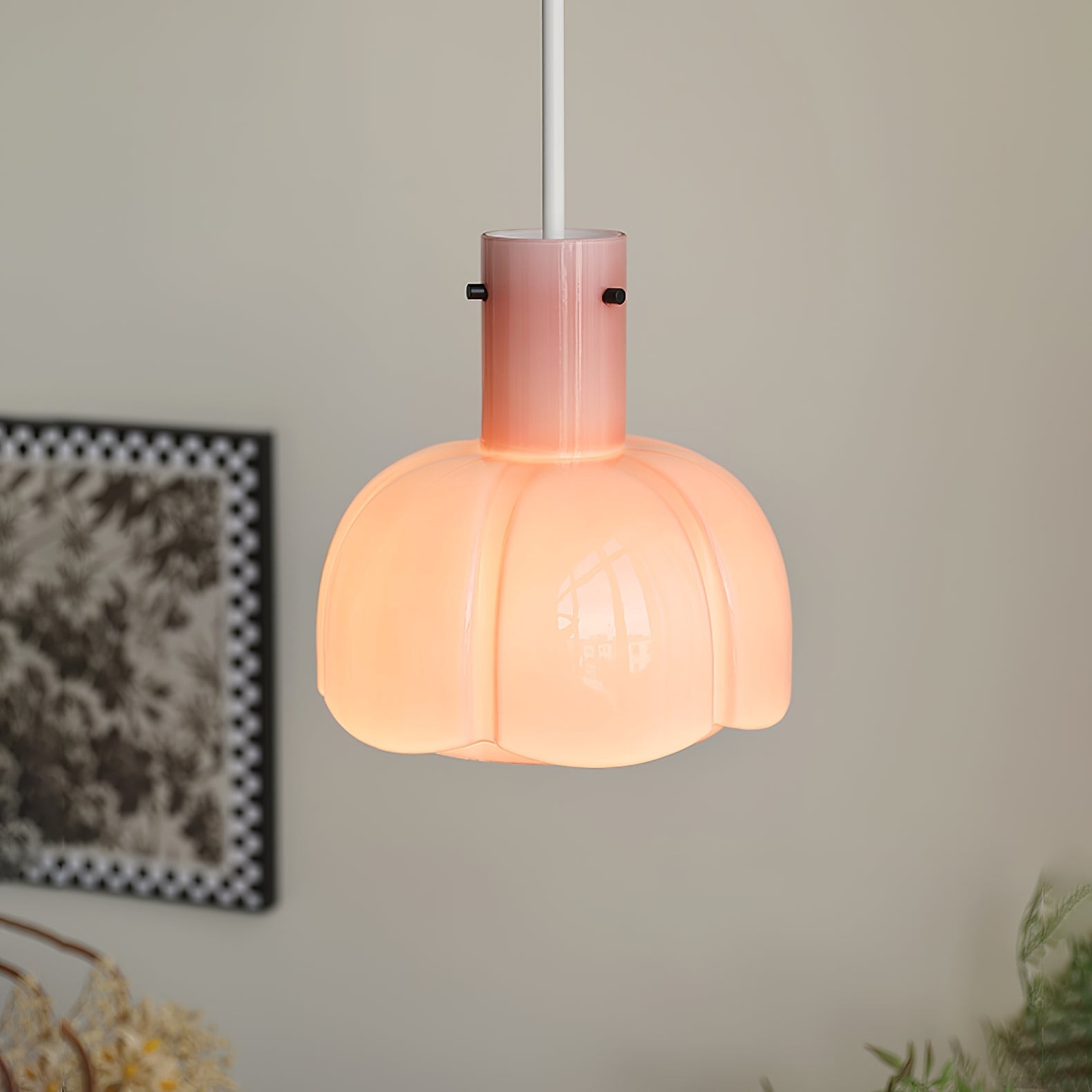 French Pastoral Style Petal Glass Pendant Light M23