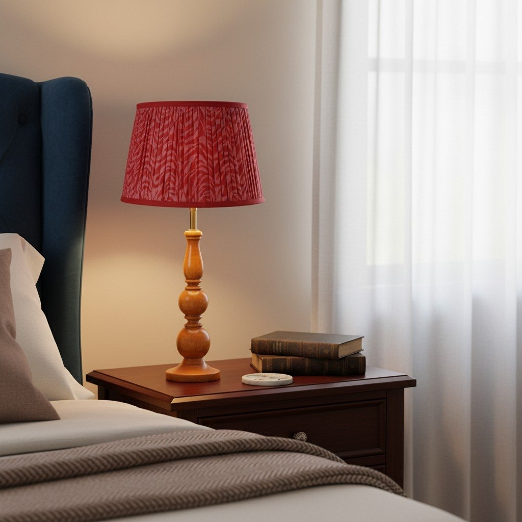 Grainora Table Lamp - Wooden Base with Fabric Shade for Living T568