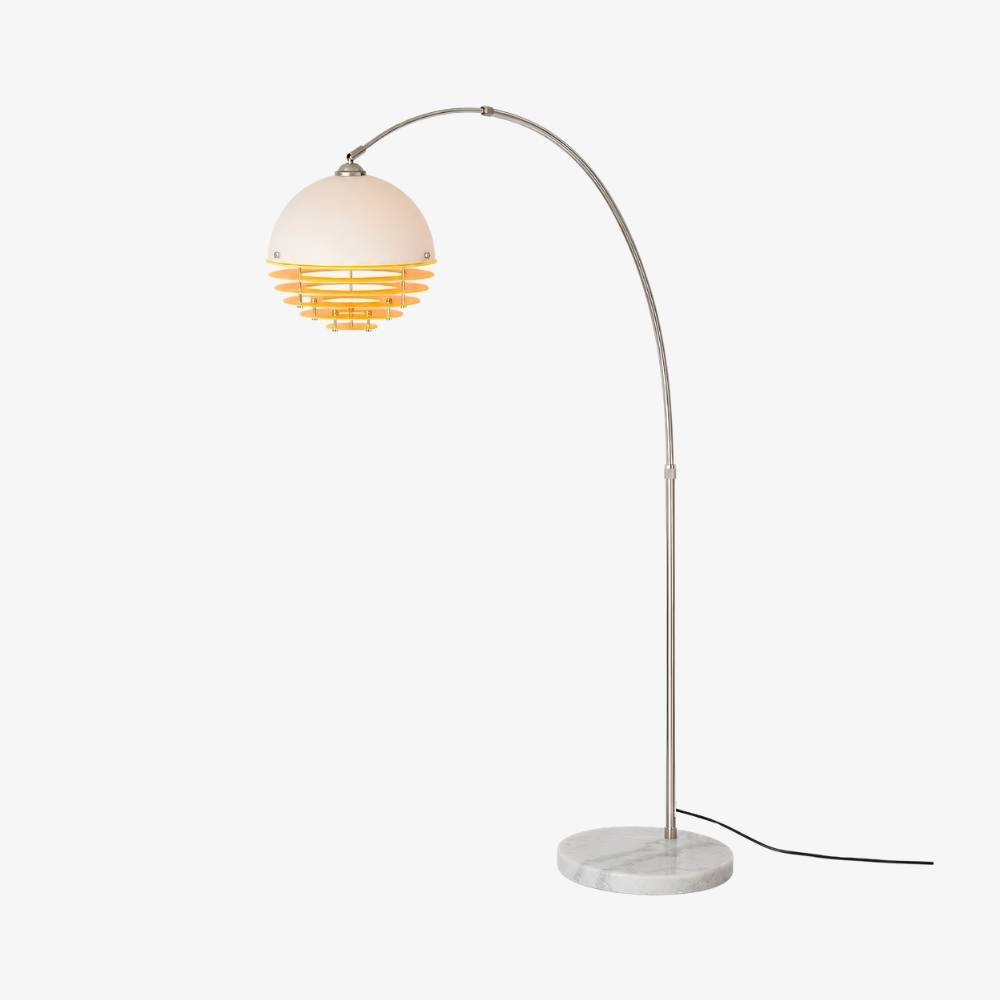 Afterglow Sunset Curved Floor Lamp - Vintage Glass Shade for Bedroom T2241