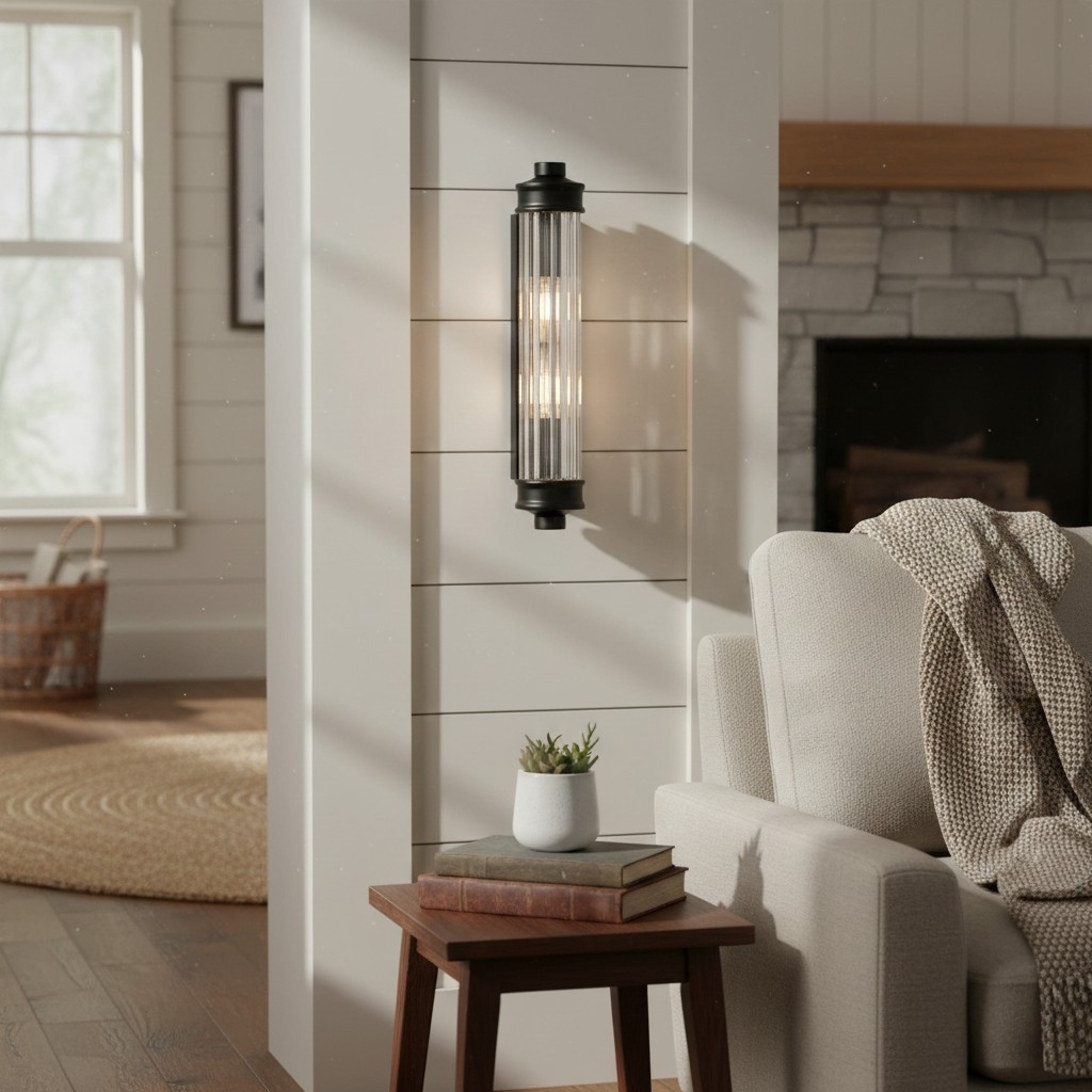 Bravira Ribbed Cylindrical Glass Sconce - Nordic Modern Wall Light U03