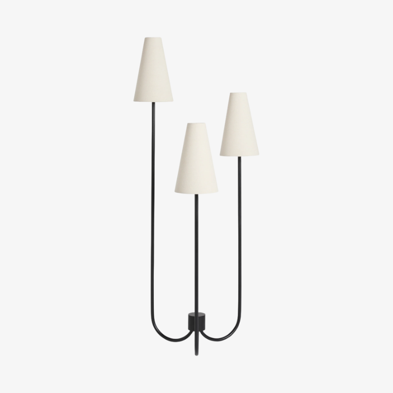 Cordove Three-Tapered Shade Floor Lamp - Modern minimalist Metal Fabric Light for Living Room T681