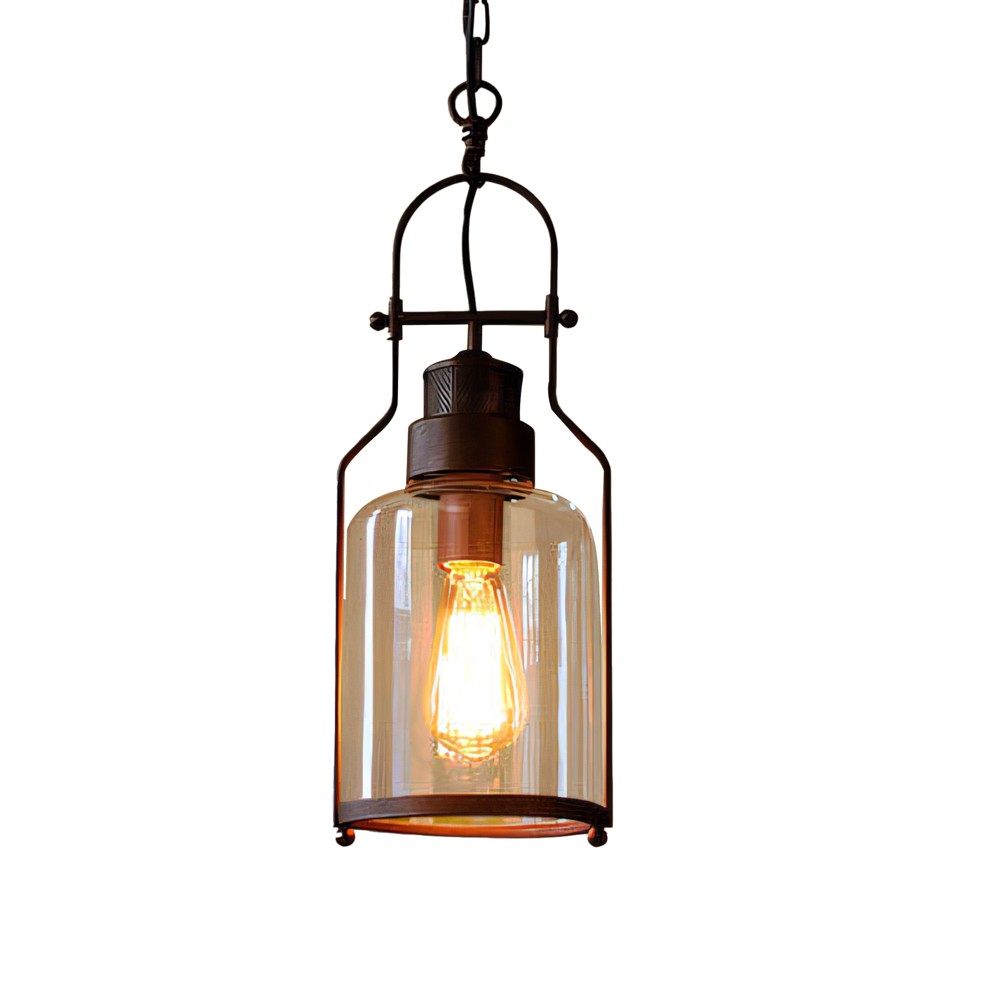 Industrial Vintage Iron Glass Jar 1-Light Pendant Light G30