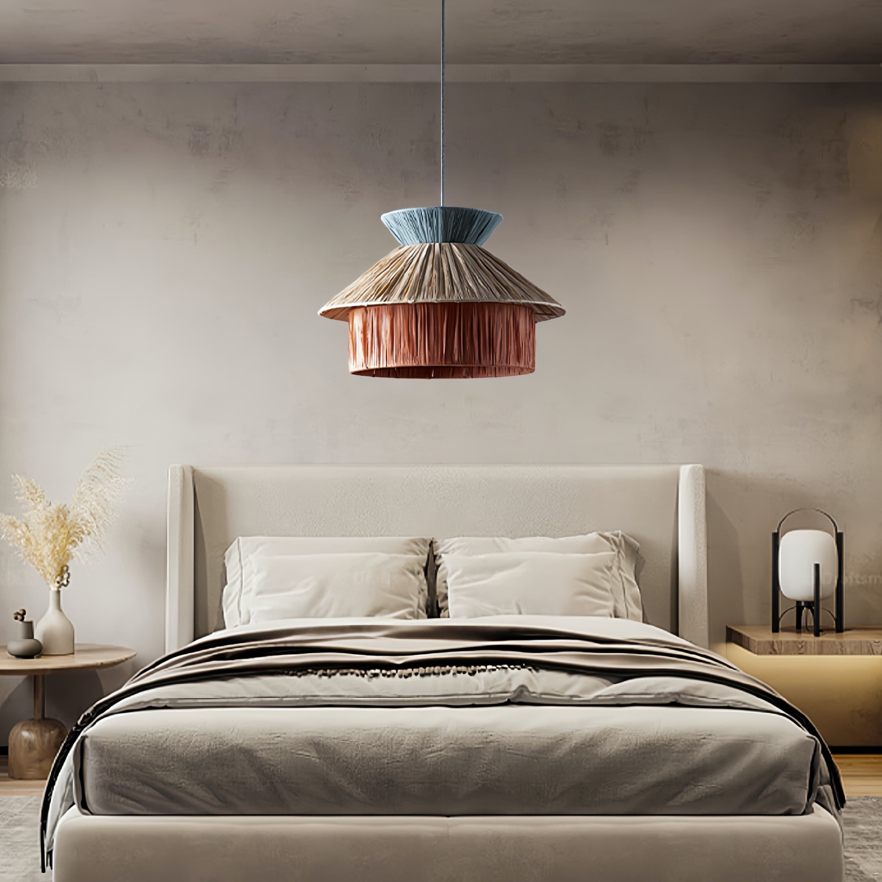 Handwoven Raffia Pendant Light – Boho Chic Natural Lighting S239