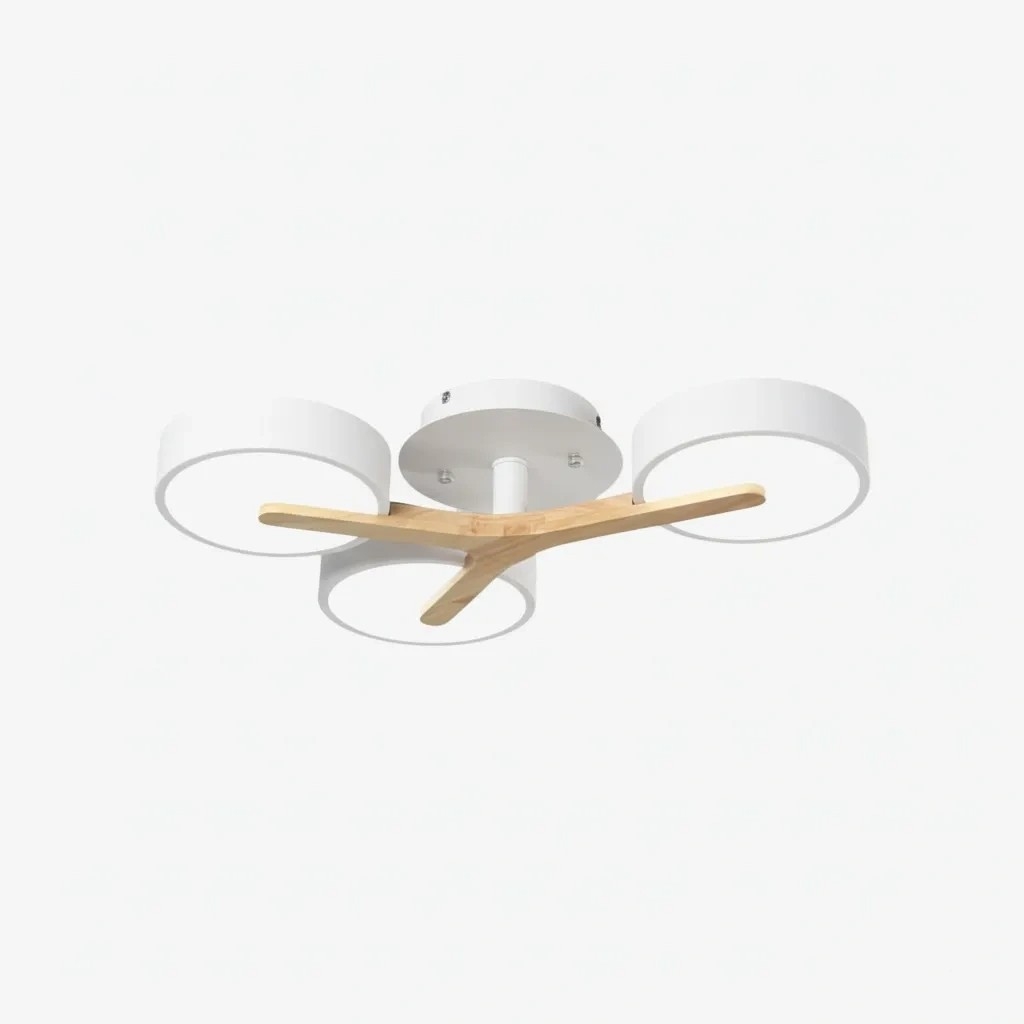 Modern Wooden Disc Ceiling Lamp - LED Semi-Flush Mount for Living Room S386