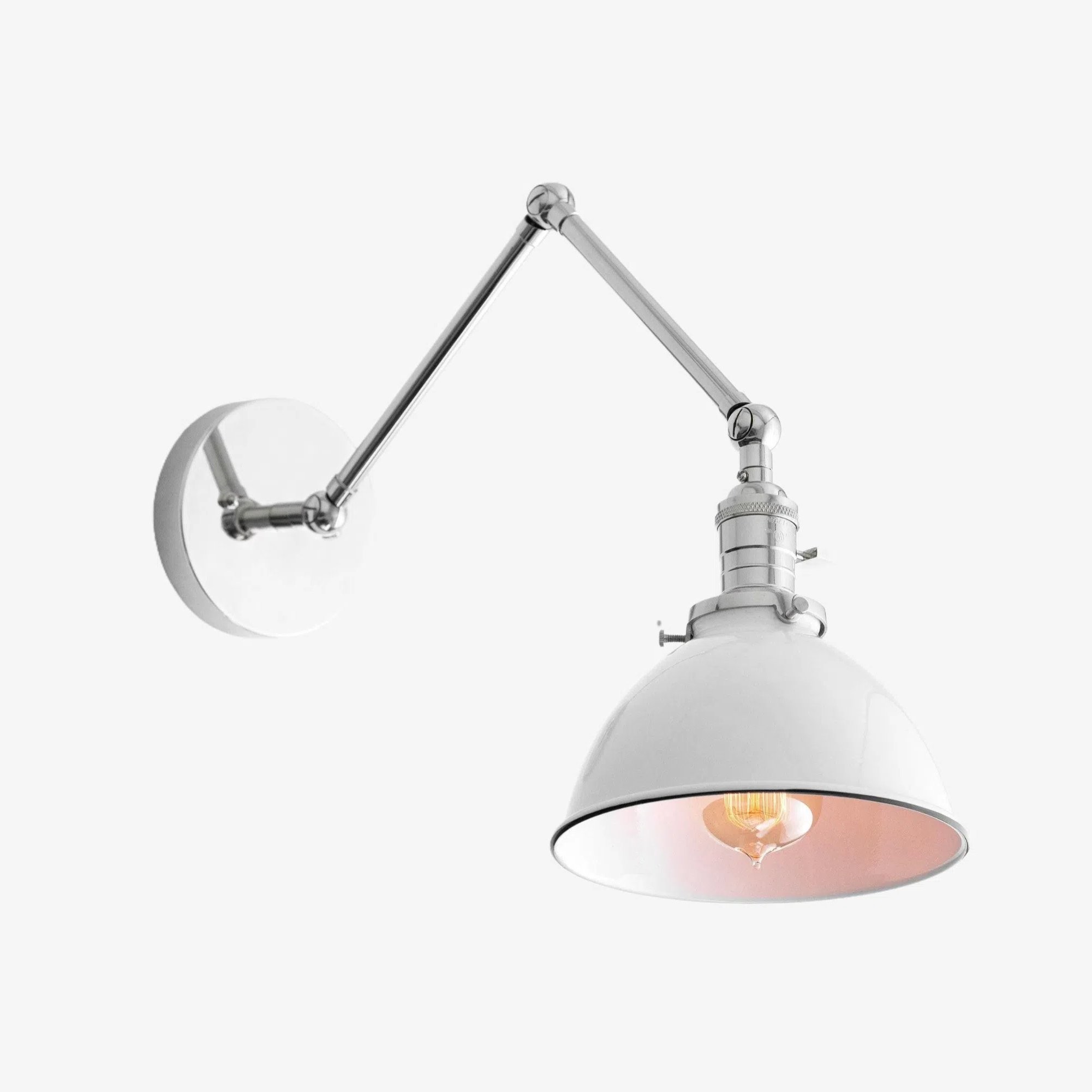 Conique Metal Vintage Industrial Swing Arm Wall Lamp - Adjustable Dome Shade for Study T313