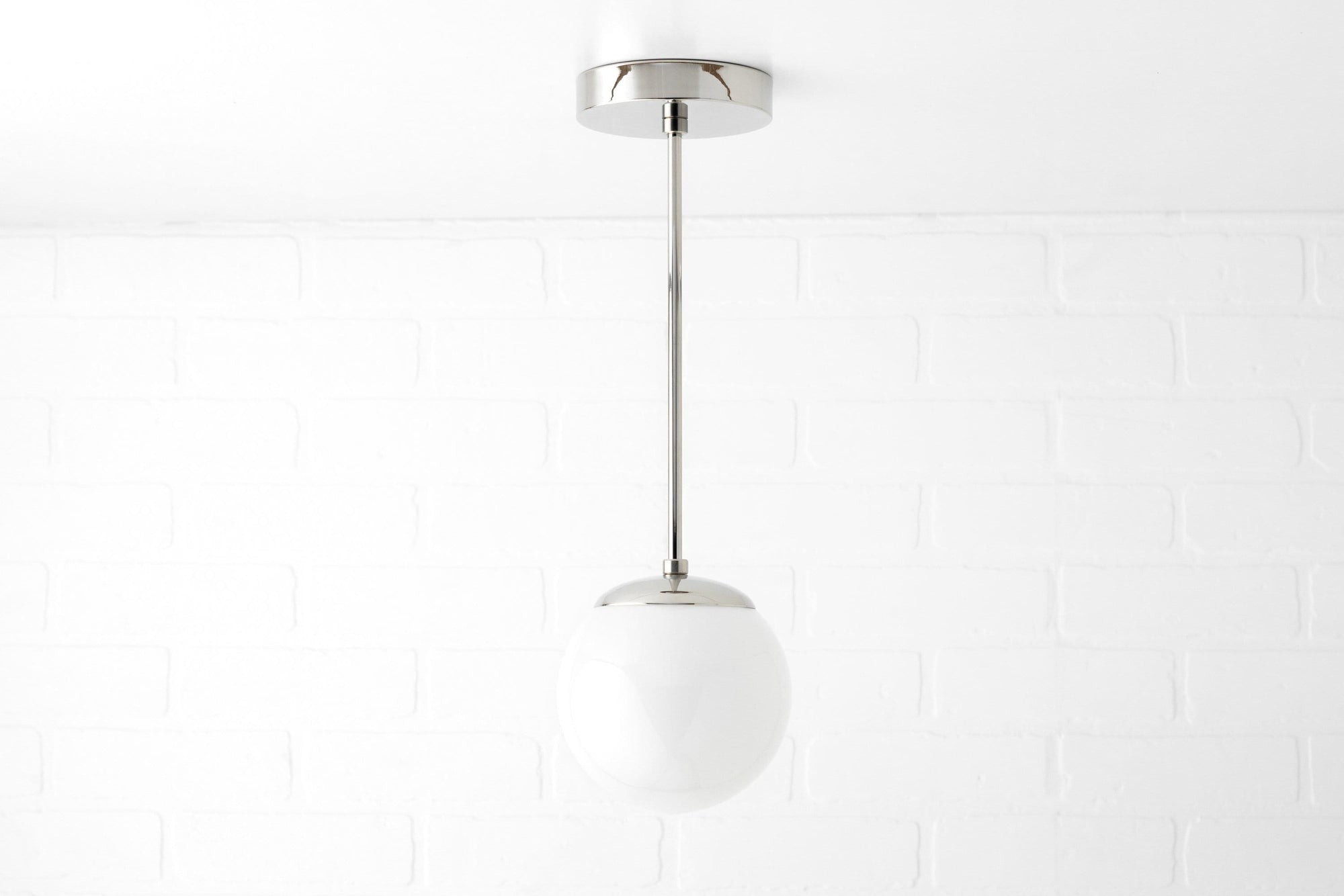 Glorica Glass White Globe Pendant Light - Mid Century Modern Glass Hanging Fixture T310