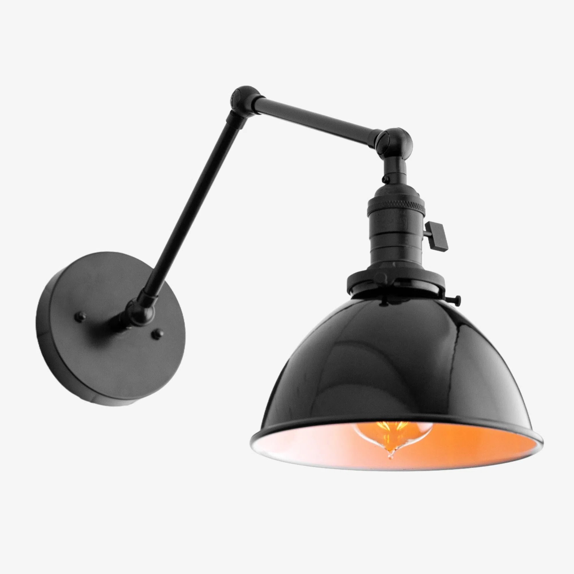 Conique Metal Vintage Industrial Swing Arm Wall Lamp - Adjustable Dome Shade for Study T313