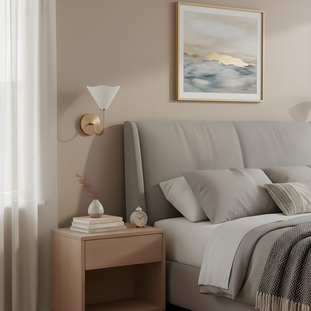 Kysara Brass Wall Lamp - Sculptural Curves Design for Bedrooms T661