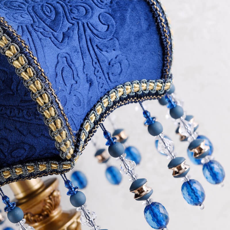 Palace Decoration Design Dark Blue Fabric Table Lamp M498