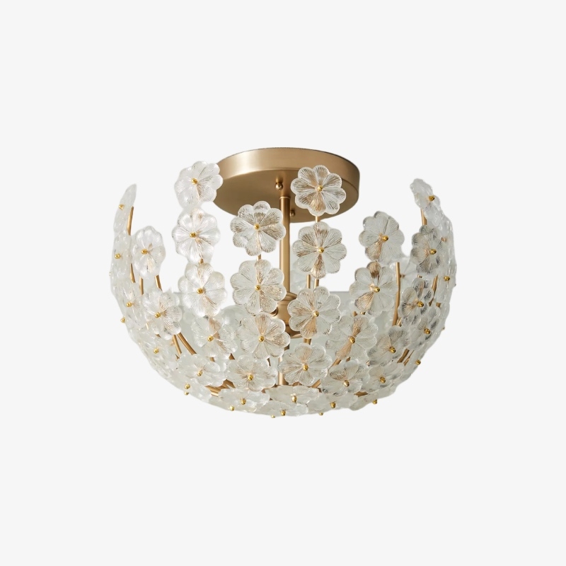 Petala Artistic Metal Semi Flush Ceiling Lamp - Statement Glass Fixture for Home Interiors T712