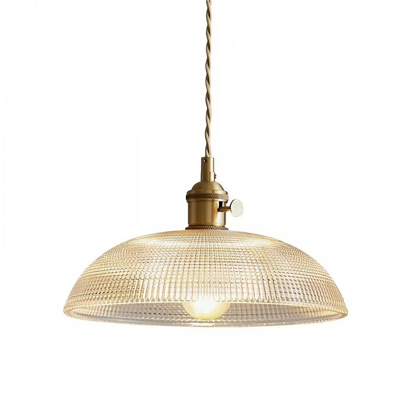 Ribbed Bowl Clear Glass Pendant Light - Classic Retro Dining Room Light S121