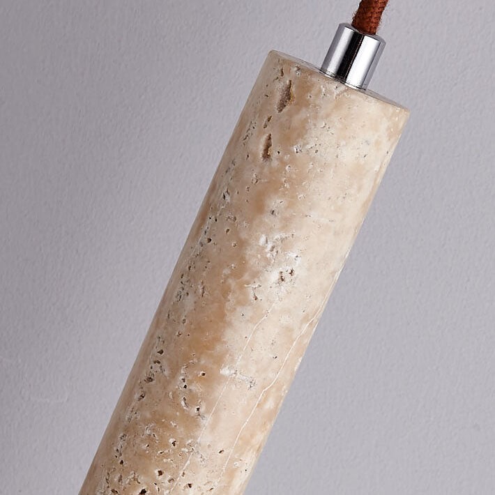 Japanese Wabi Sabi Yellow Travertine Cylinder 1-Light Pendant Light G33