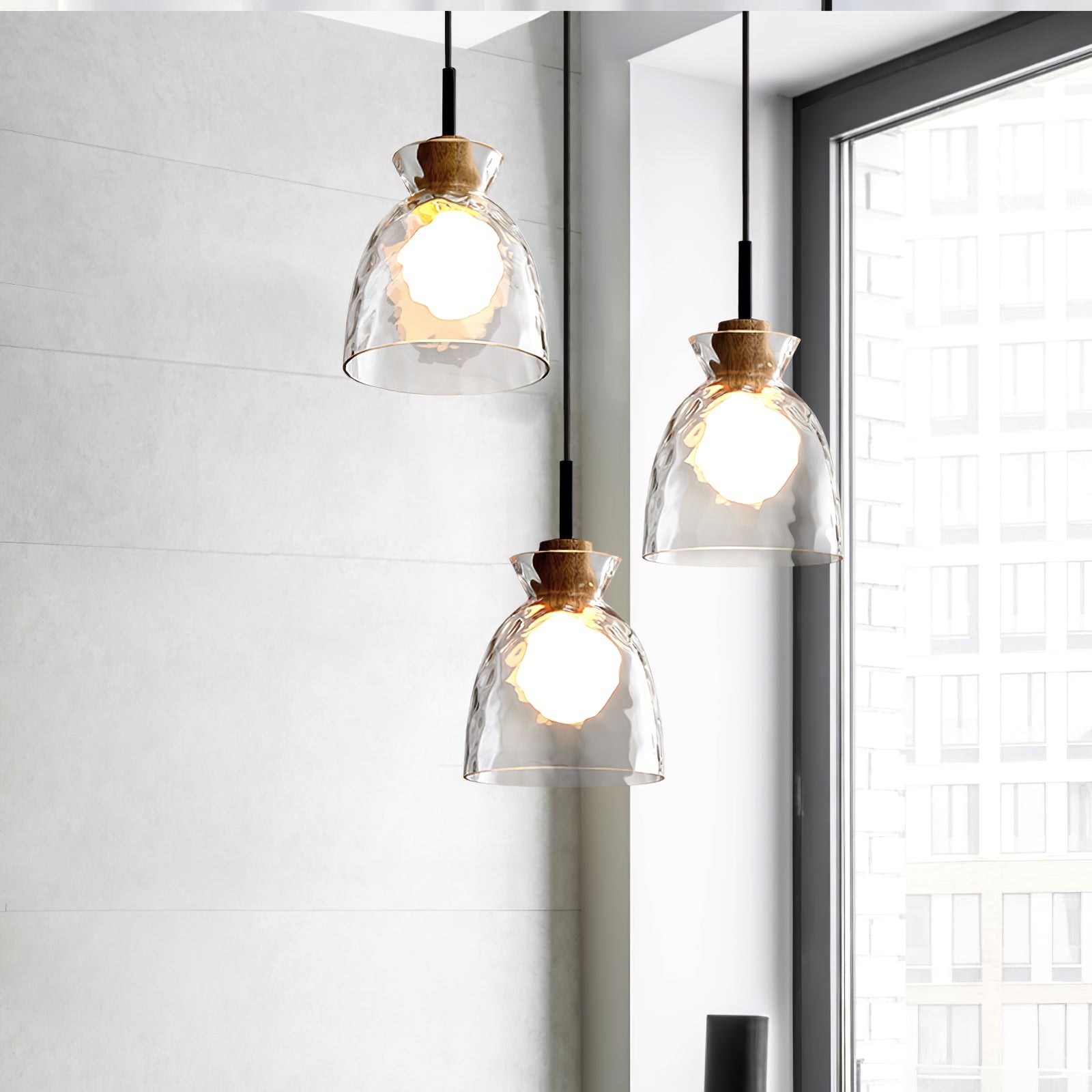 Modern Water Ripple Transparent Glass Pendant Lamp M16