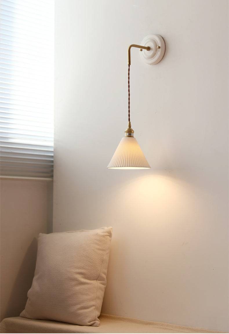 Elegant Ceramic Wall Sconce – Minimalist Modern Lighting for Living Rooms T449