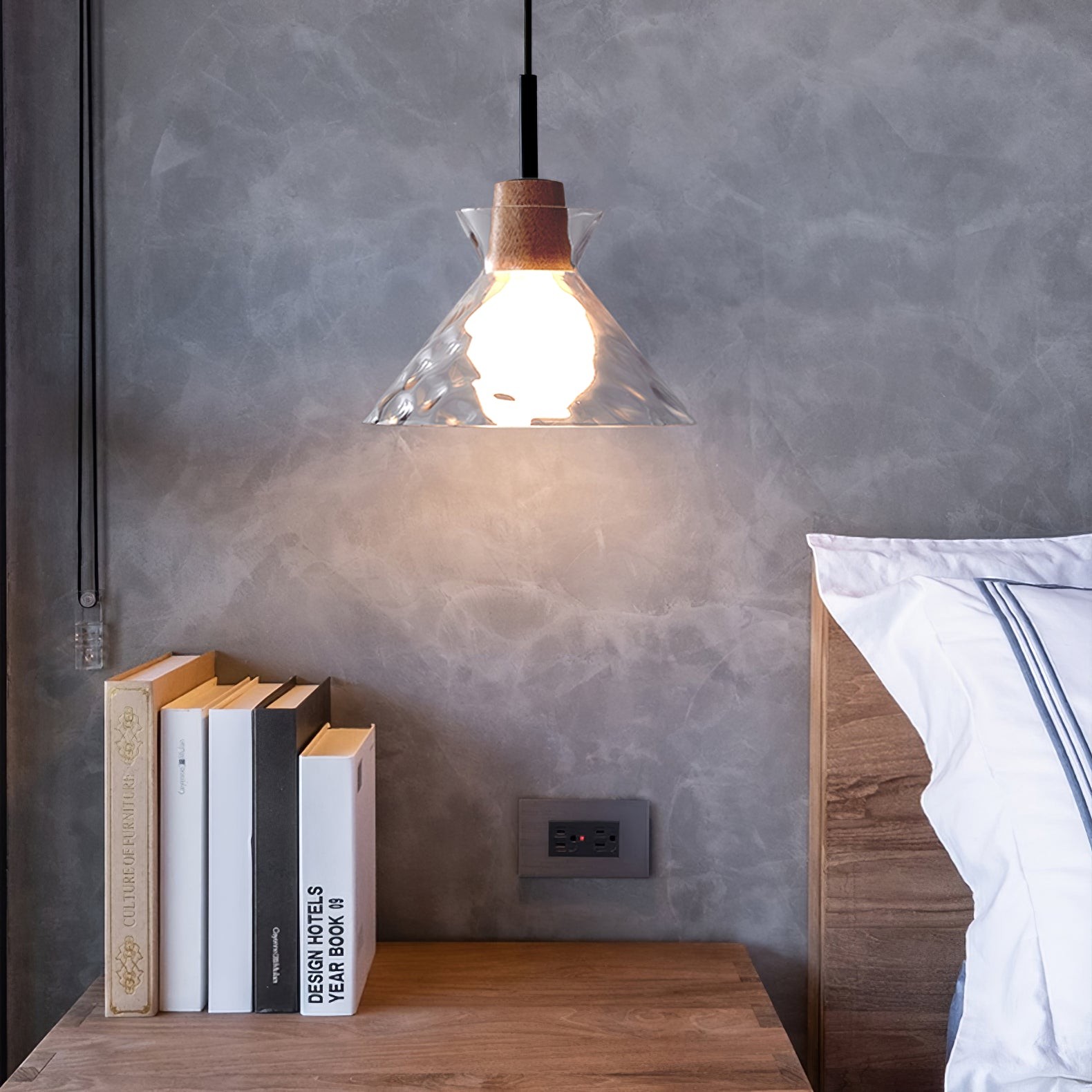Modern Water Ripple Transparent Glass Pendant Lamp M16