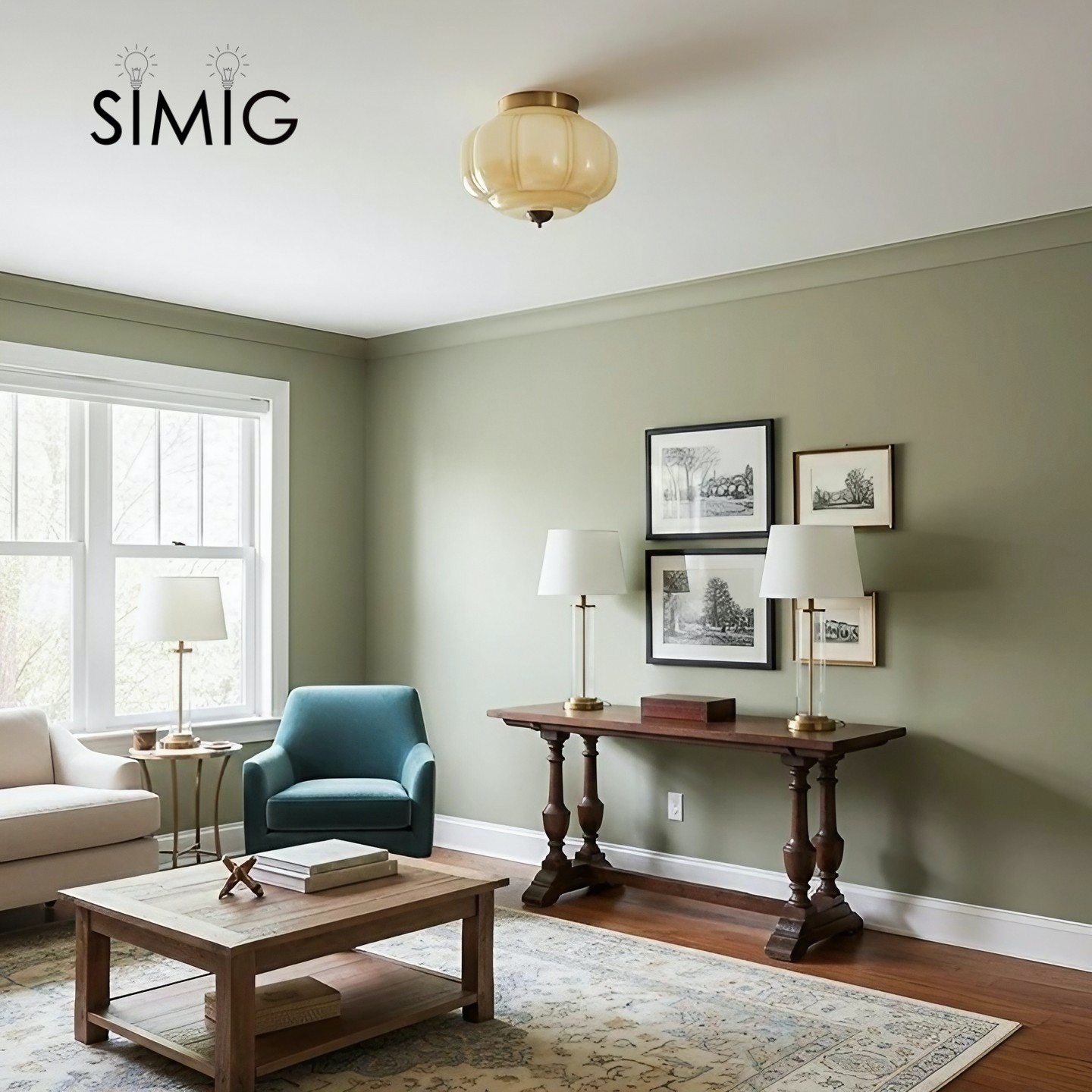 Eloise Ceiling Light - Elegant Retro Brass Ceiling Light for Living Room G55
