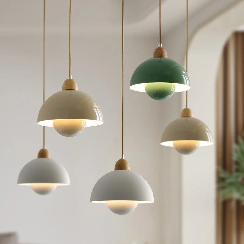 Macaron Flower Wooden & Metal Pendant Light S182