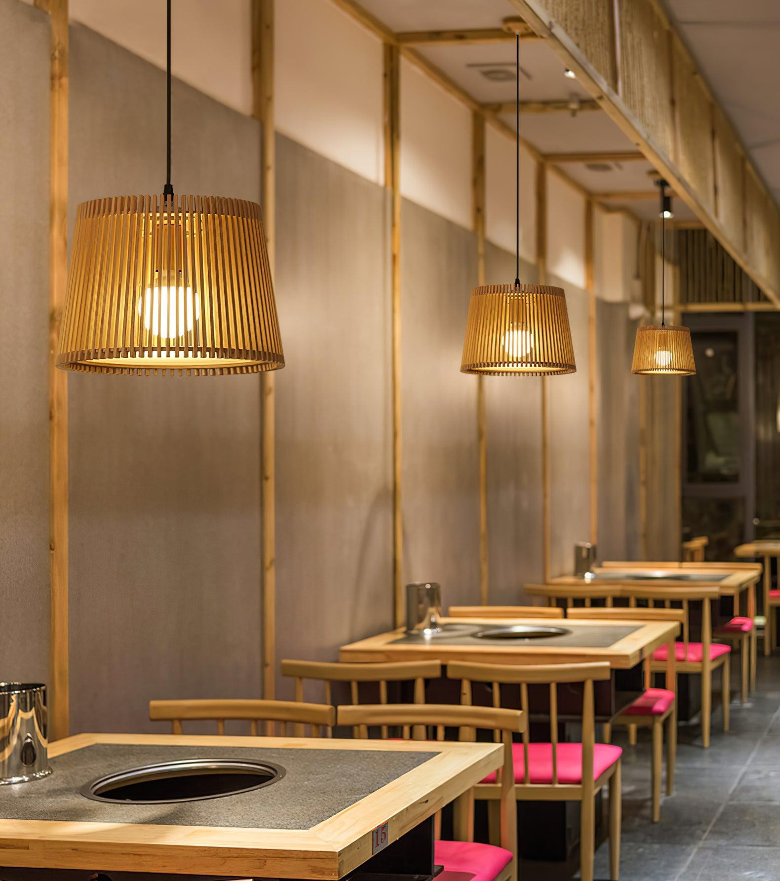 Wooden Log Color Cage Pendant Light M319