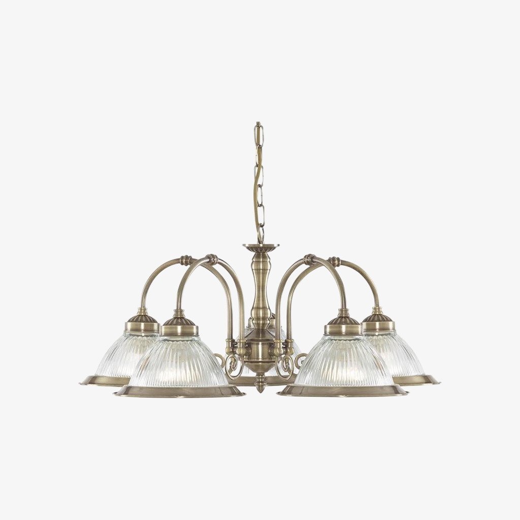 TF Vintora Ribbed Glass Pendant Light - Elegant Metal Trim for Kitchens, Dining Areas and Hallways T1022