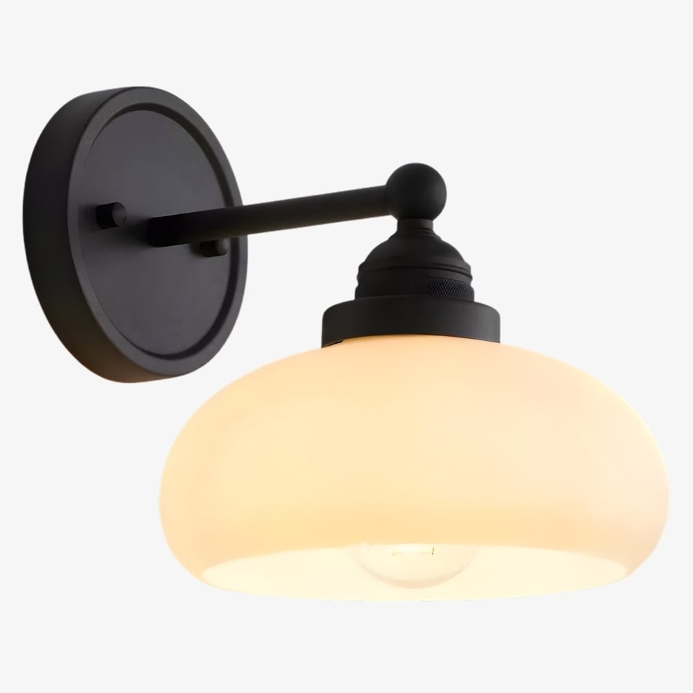 Riven Milk White Glass Globe Industrial Wall Lamp - Stairway Safety Light T1060