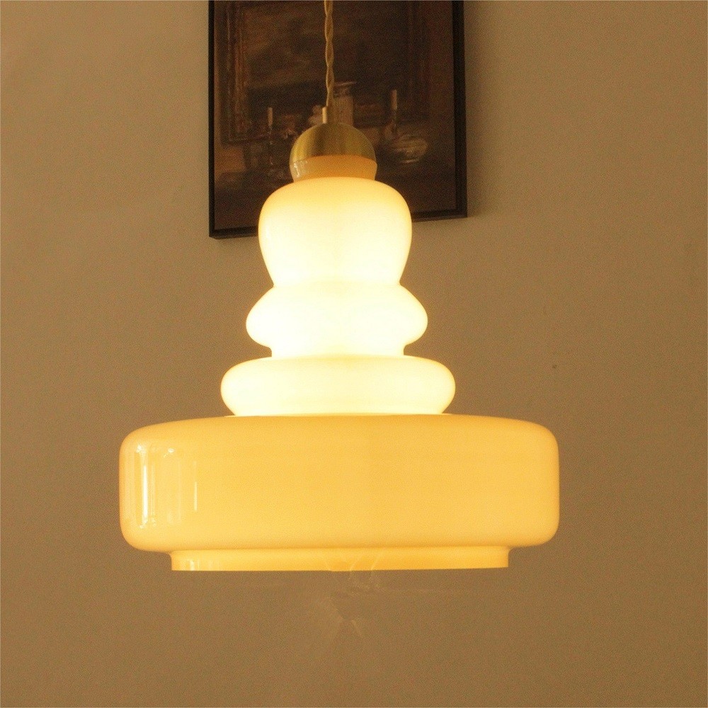 Bauhaus Vintage Cream Glass Pendant Lamp S174