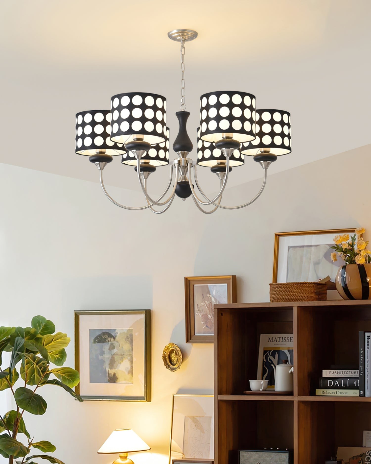 Geometry Black Polka Dots Fabric Chandelier S364