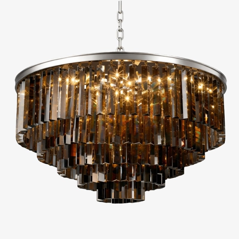 Aurevon Crystal Prism Metal Frame Modern Ceiling Chandelier for Home and Hotel T494