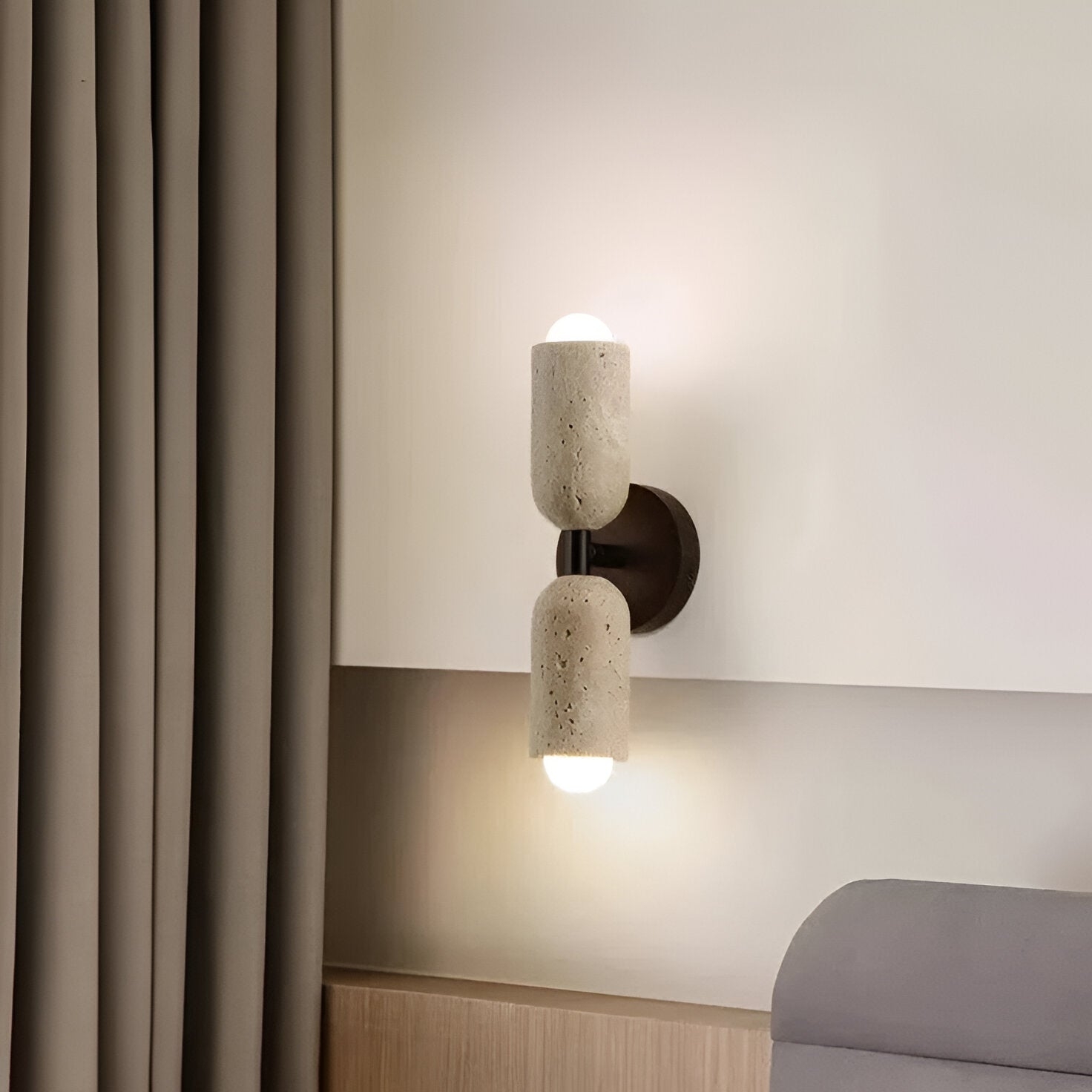 Merrill Travertine and Wood LED Wall Light T2186