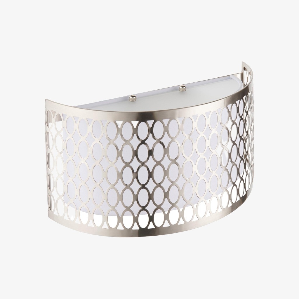 Liorin Fretwork Wall Light - Modern Curved Metal and Fabric Shade Sconce for Hallway or Bedroom T995