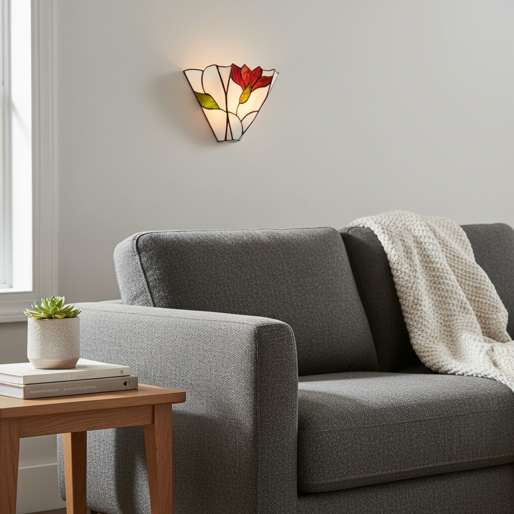 TF Botanica Stained Glass Floral Design Wall Light - Sconce For Hallway And Bedroom T828