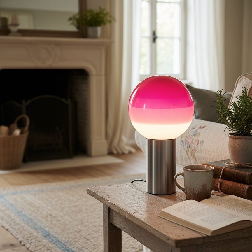 Tintelle Pink Glass Sphere Table Lamp - Contemporary Interior Style T532