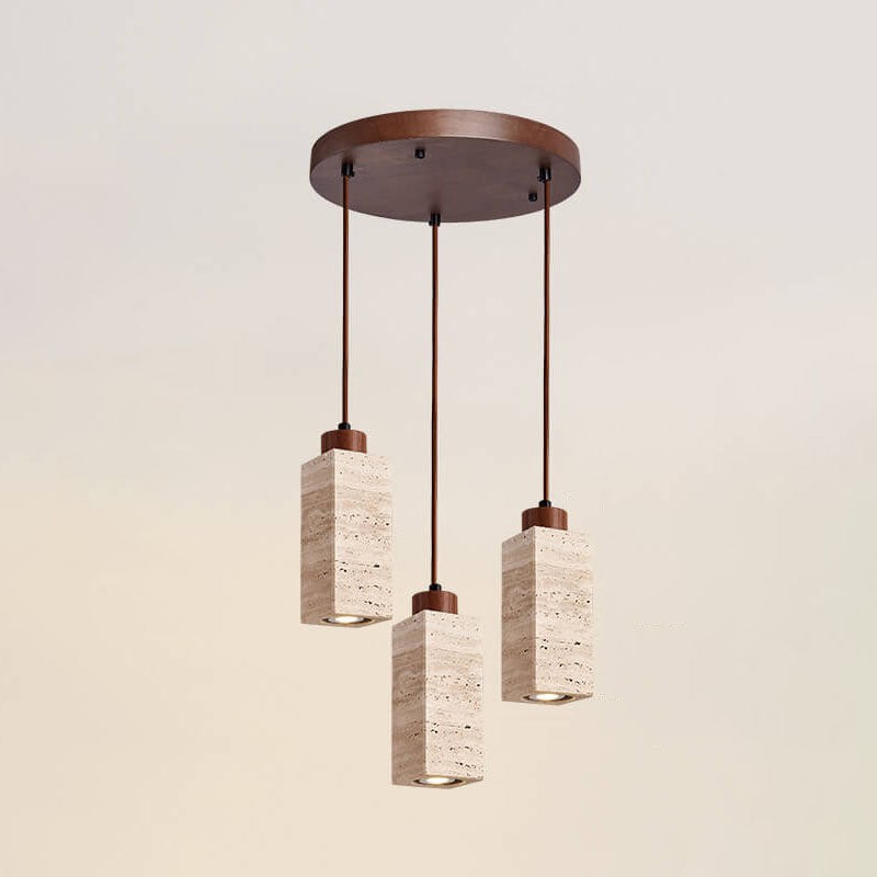 Wabi Sabi Solid Wood Stone Pendant Light G32
