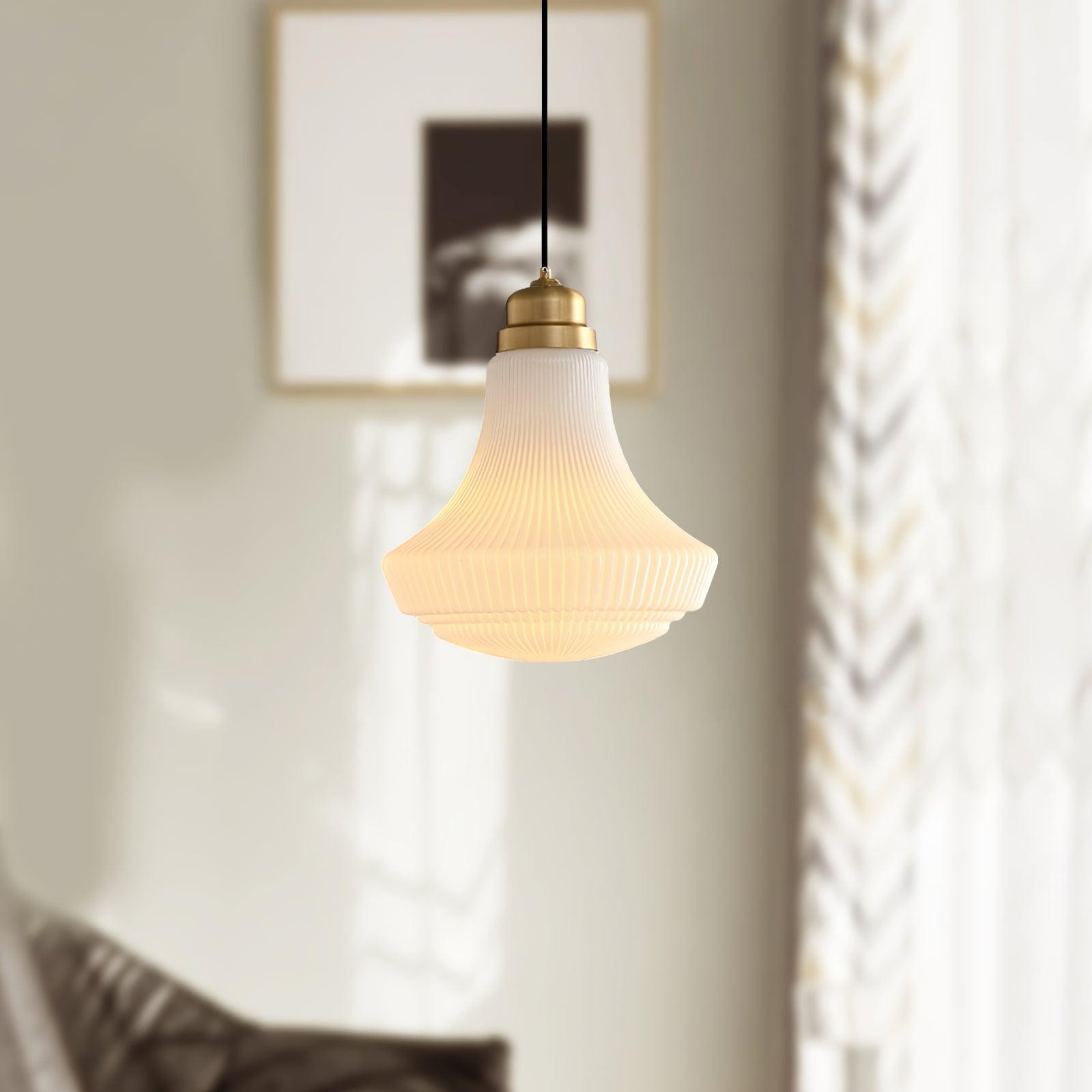 Classical Brass Alabaster Glass Pendant Lamp M318