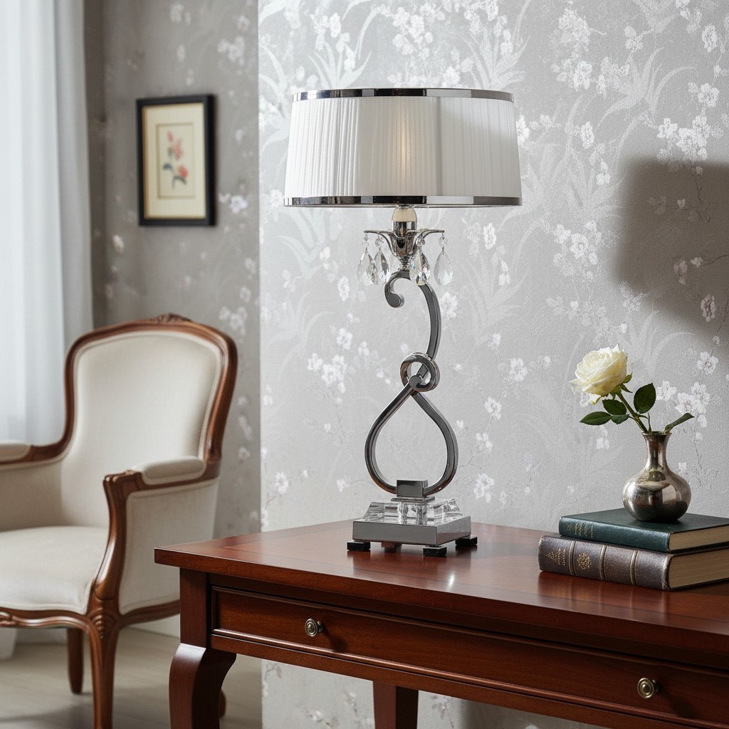 Talonis Decorative Crystal Table Lamp - Curved Metal Style for Home Interiors T951