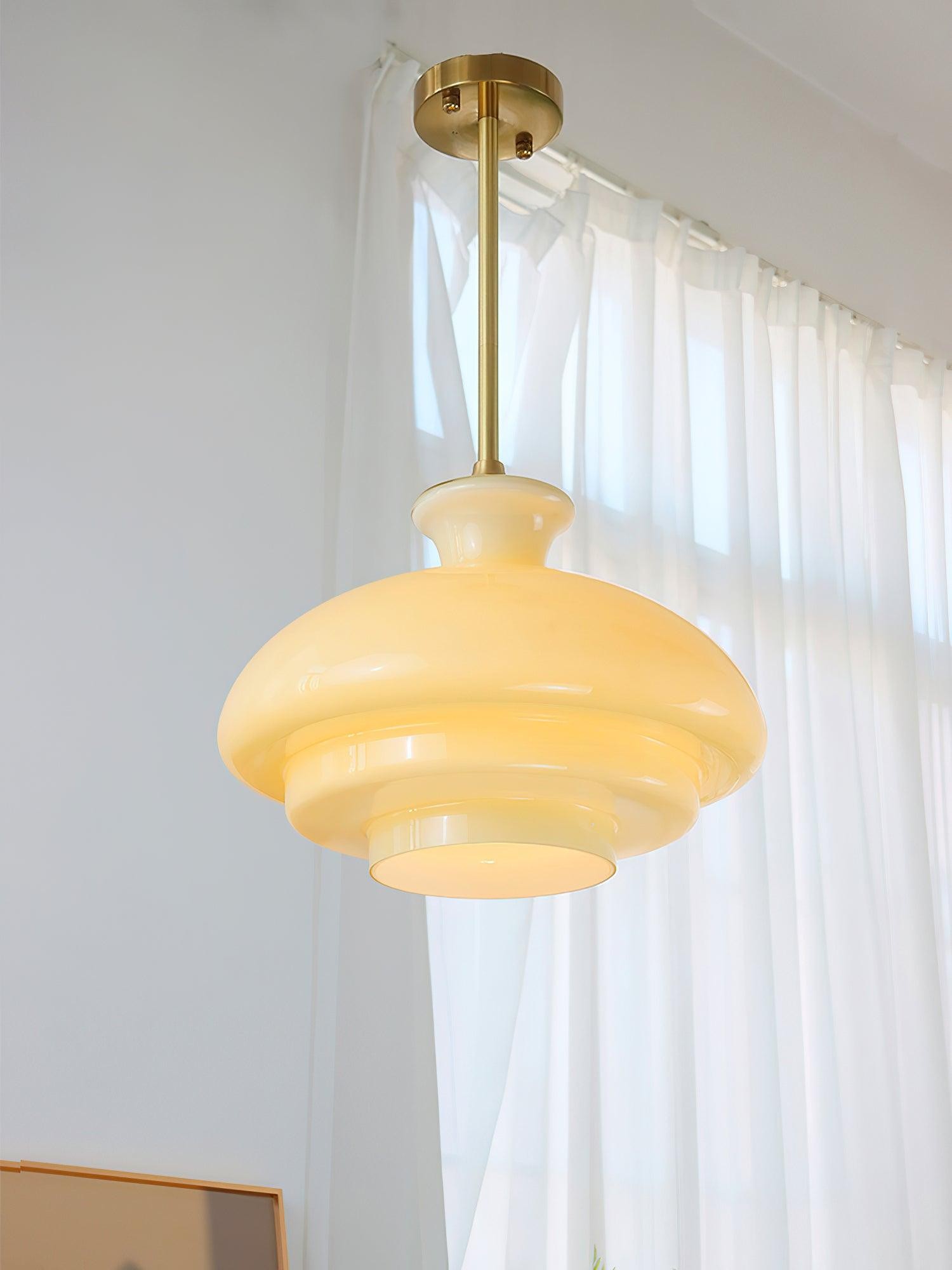 Round Yellow Stylish Simple Glass Pendant Lamp M520