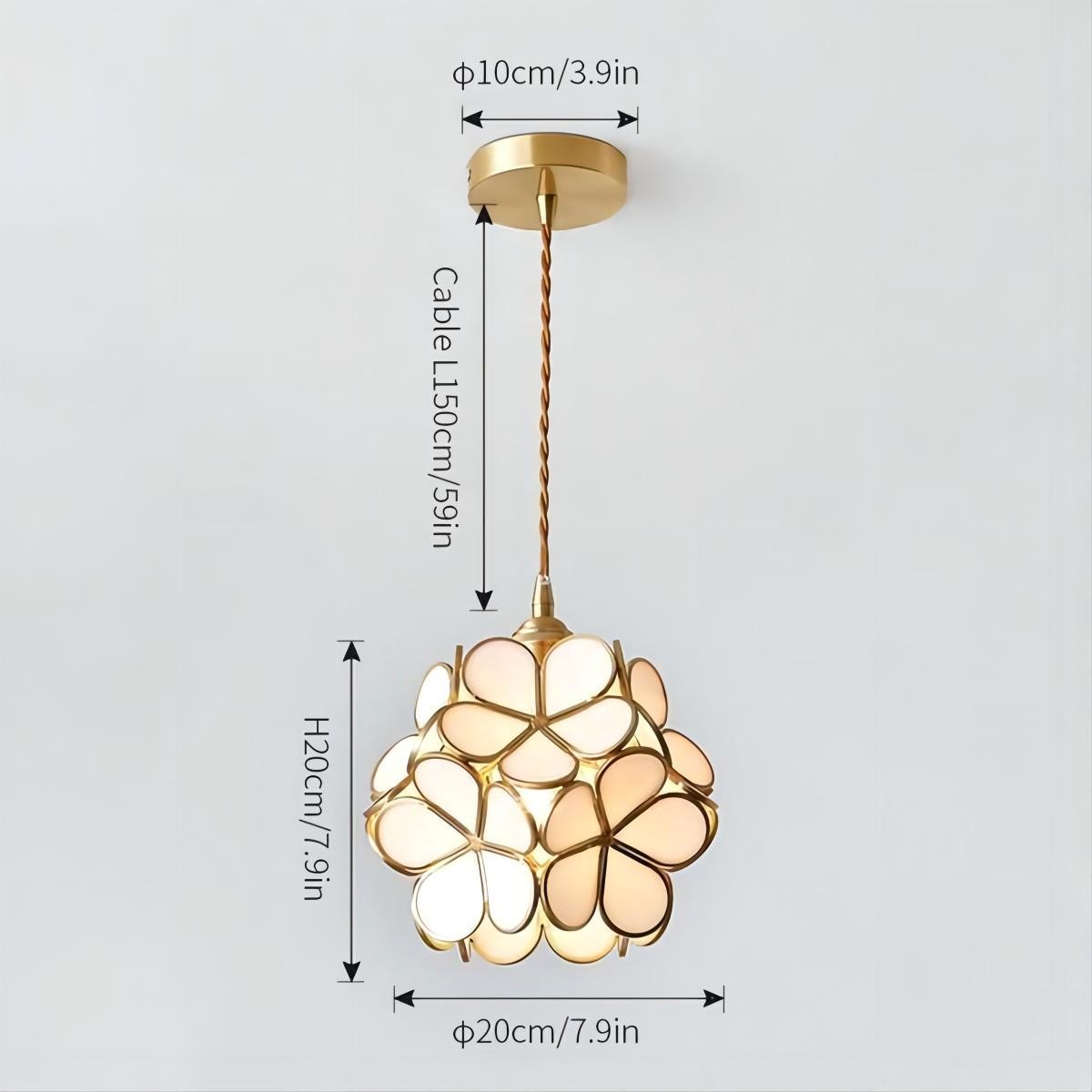 Nordic Brass Flower Petal Glass Pendant Light S10