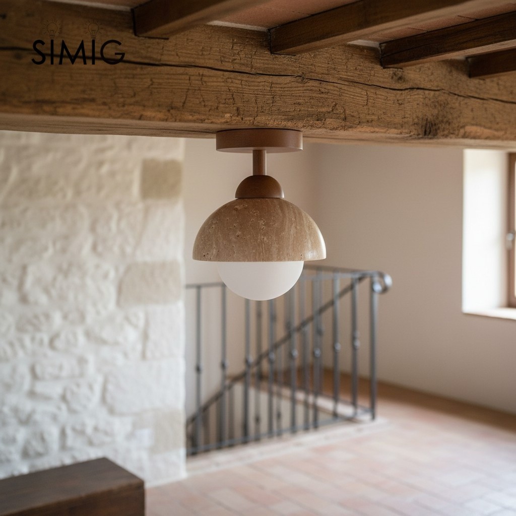Minimalist Travertine Flush Mount - Mediterranean Style for Entryway M164