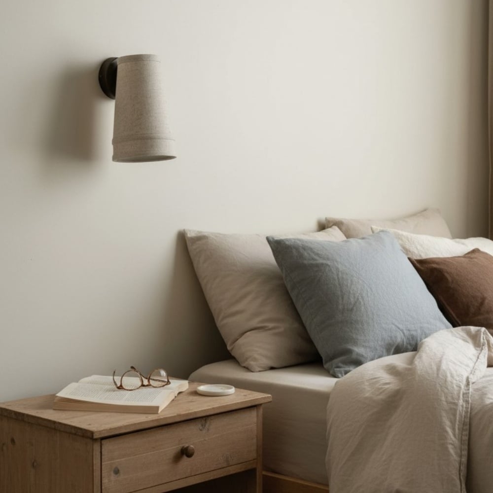 Zalen Wall Light - Textured Linen Shade with Retro Bronze Design T652