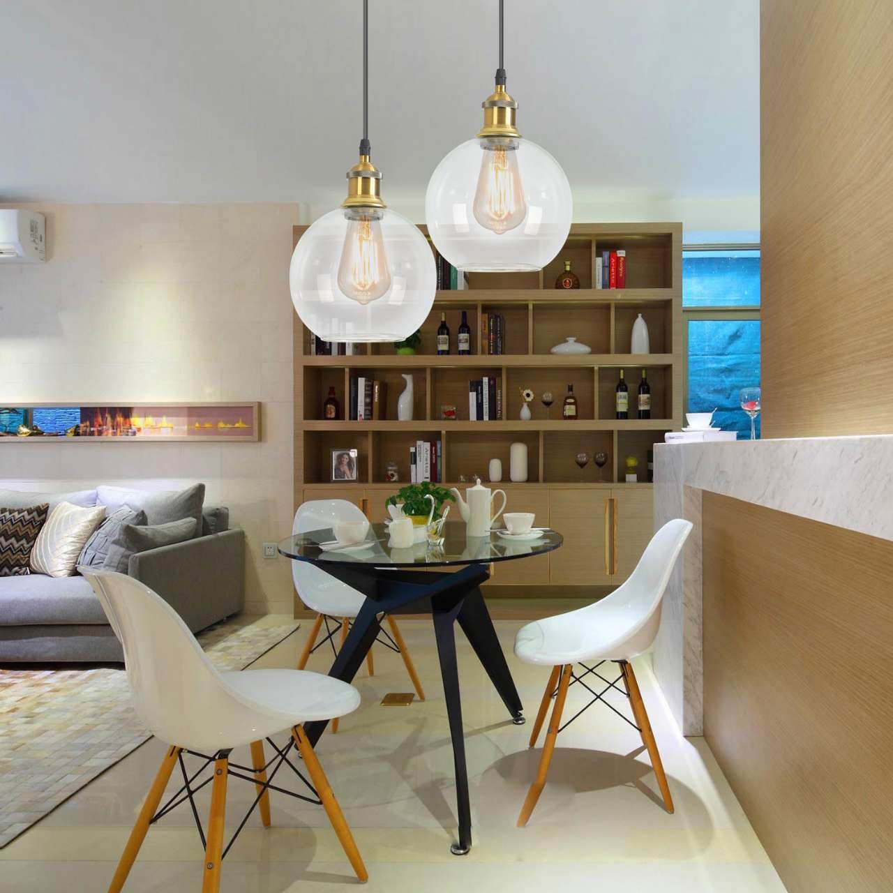 Nordic Vintage Glass Globe Pendant Lamp S128