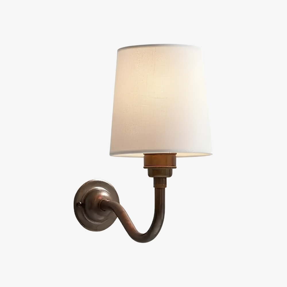 Cottaloy Vintage Fabric Curved Arm Wall Lamp for Living Room or Bedroom T2249