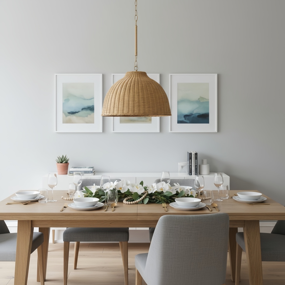 Welanery Dome Pendant Light - Modern Rattan Shade Lamp for Dining Room T1222