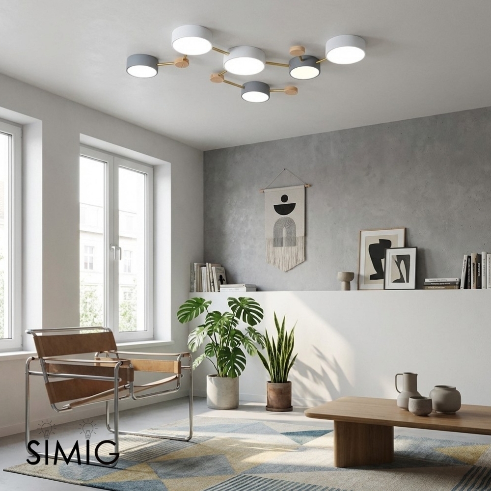 Contemporary LED Ceiling Lamp - Nordic Circle with Wood Branches for Bedroom S382