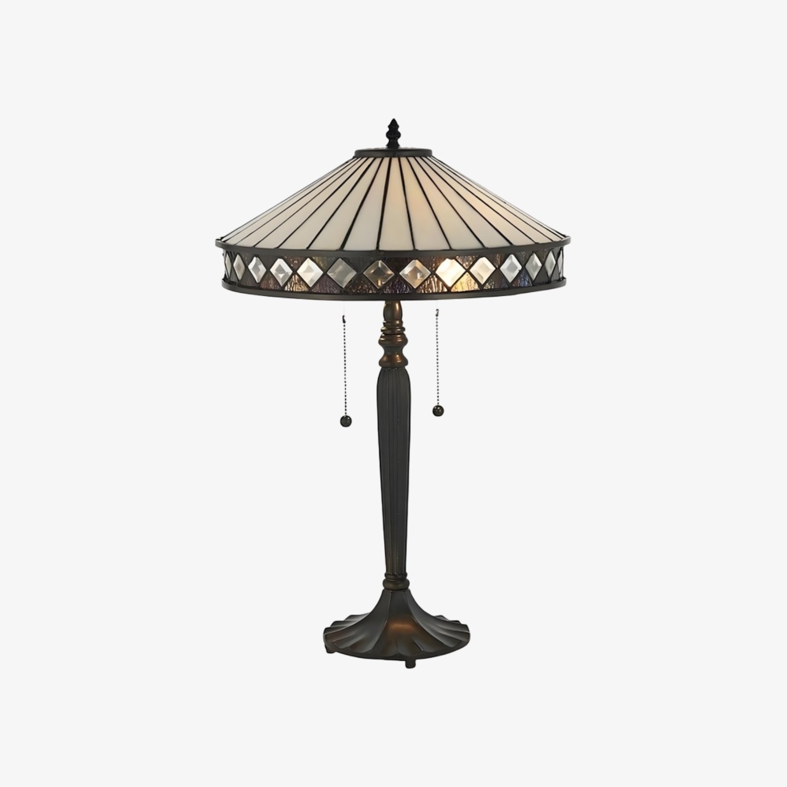 TF Fargo Geometric Glass Tiffany Lamp - Art Deco Table or Floor Light T643
