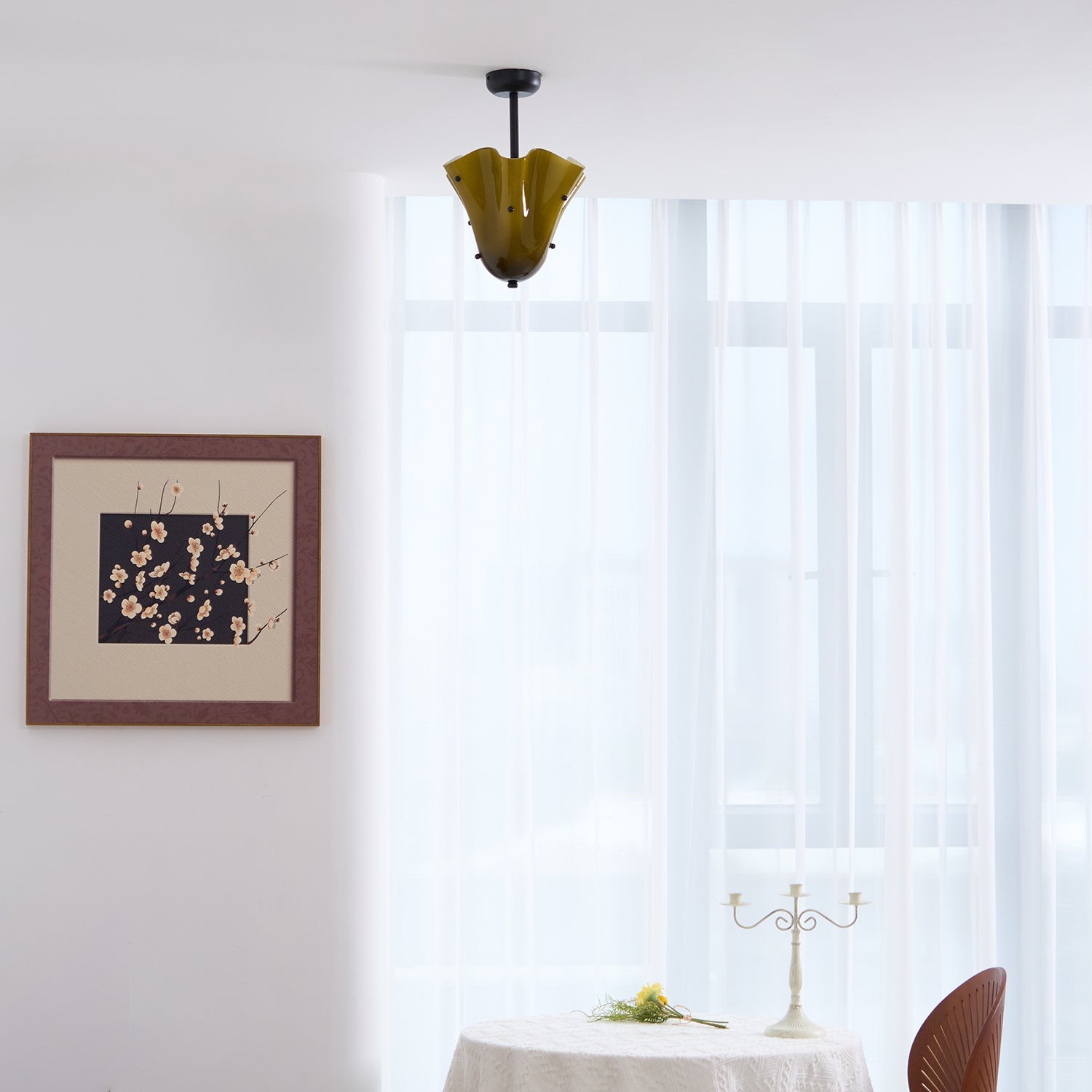 Bellina Petal Fold Glass Ceiling Light - Artistic Fixture for Bedroom T282