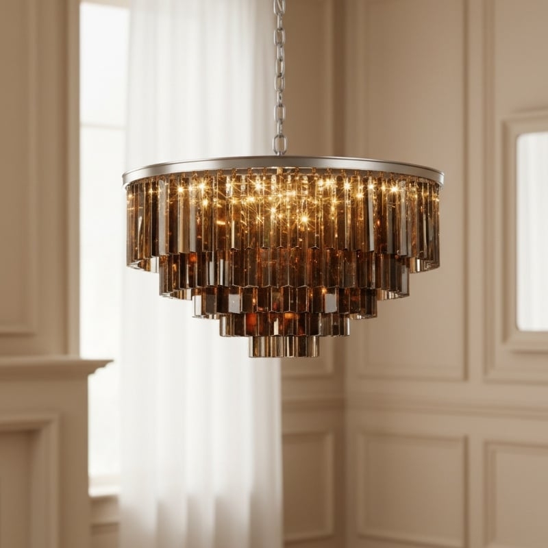 Aurevon Crystal Prism Metal Frame Modern Ceiling Chandelier for Home and Hotel T494