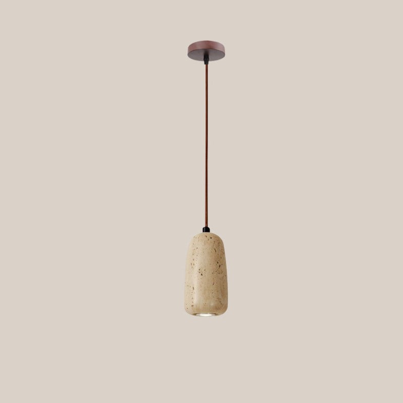 Natural Stone Wood Pendant Light - Minimalist Japanese Dining Lamp M08