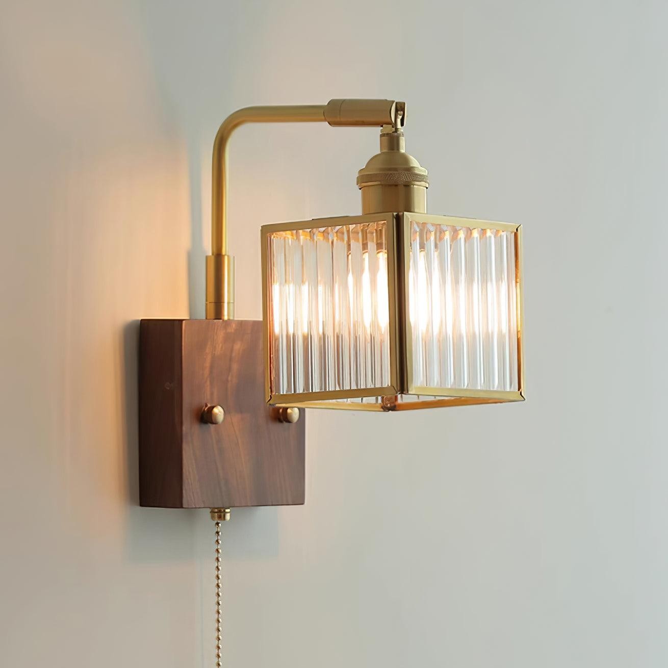 Square Glass Adjustable Wooden Wall Lamp M247