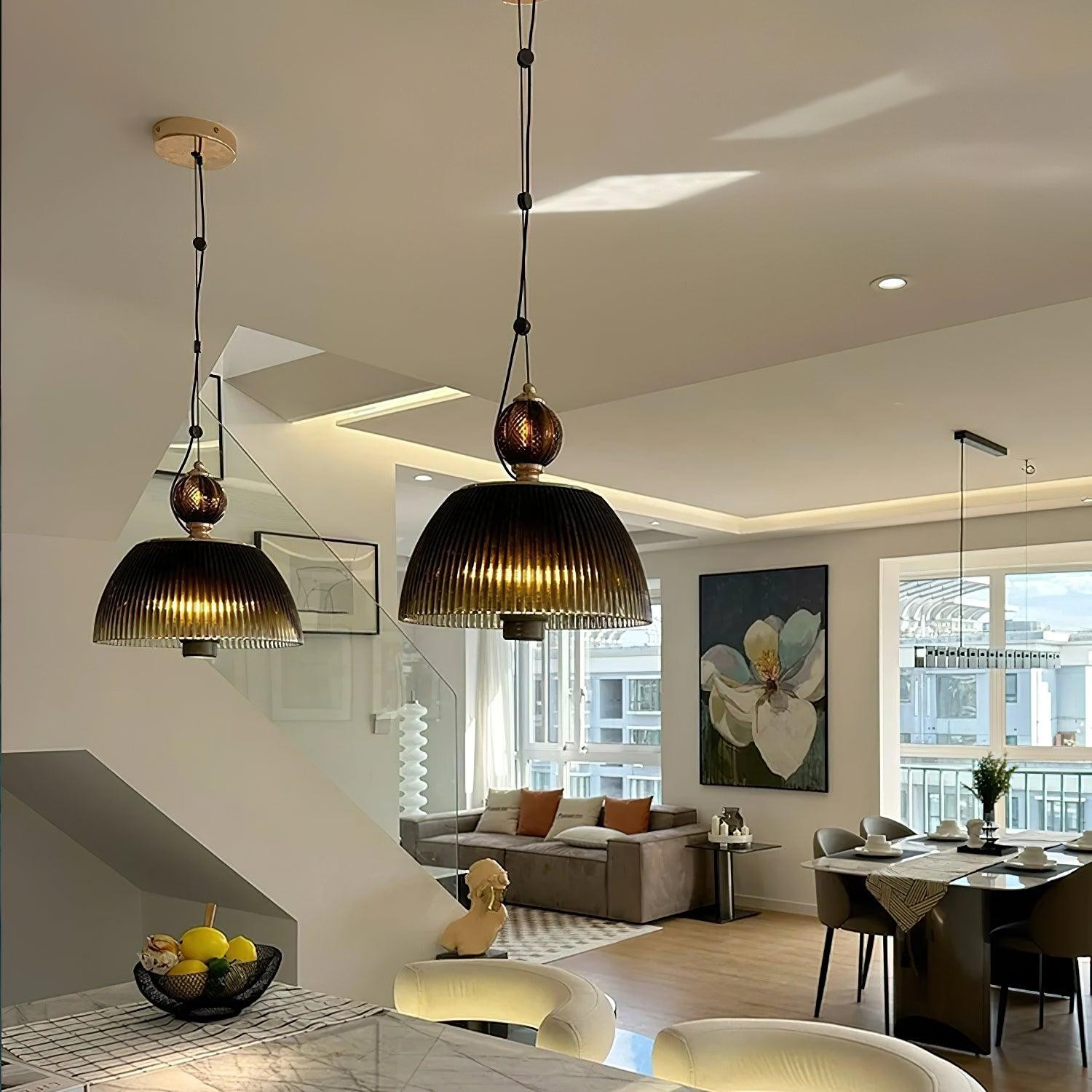 Modern Vintage Gradient Green Glass Shade Single Head Pendant Lamp M361