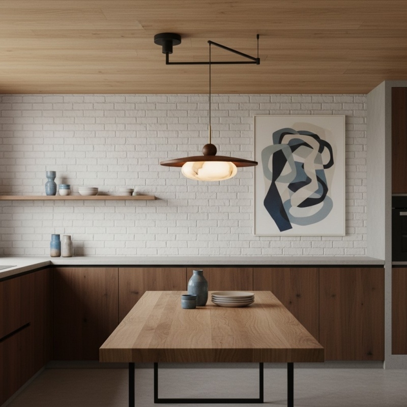 Alvara Modern Swing Arm Pendant Light – Adjustable Minimalist Accent for Desk and Living Room T1219